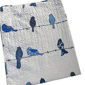 Cotton Bird on a Wire Pattern Quilt with Blue Accents, NWOTS,